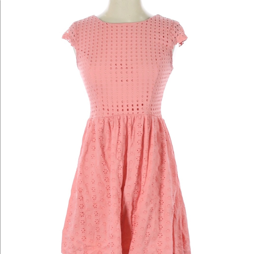 Pink embroidered A-line Dress